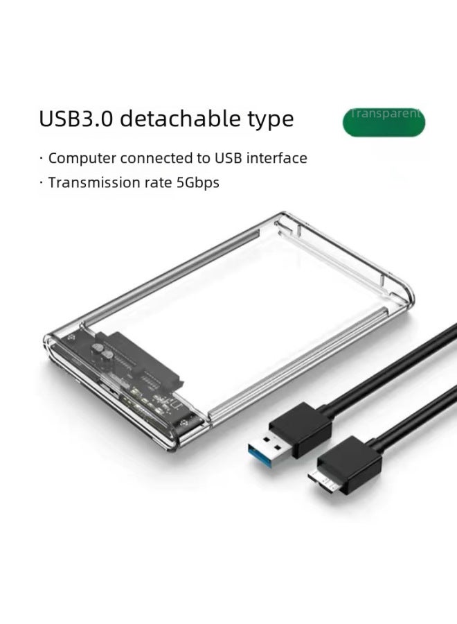 2.5 Inch Mobile Hard Disk Box USB3.0 Serial Port Solid State Mechanical Notebook Hard Disk USB3.0 To SATA-Color:3.1 Transparent Gray C- C - Image 3